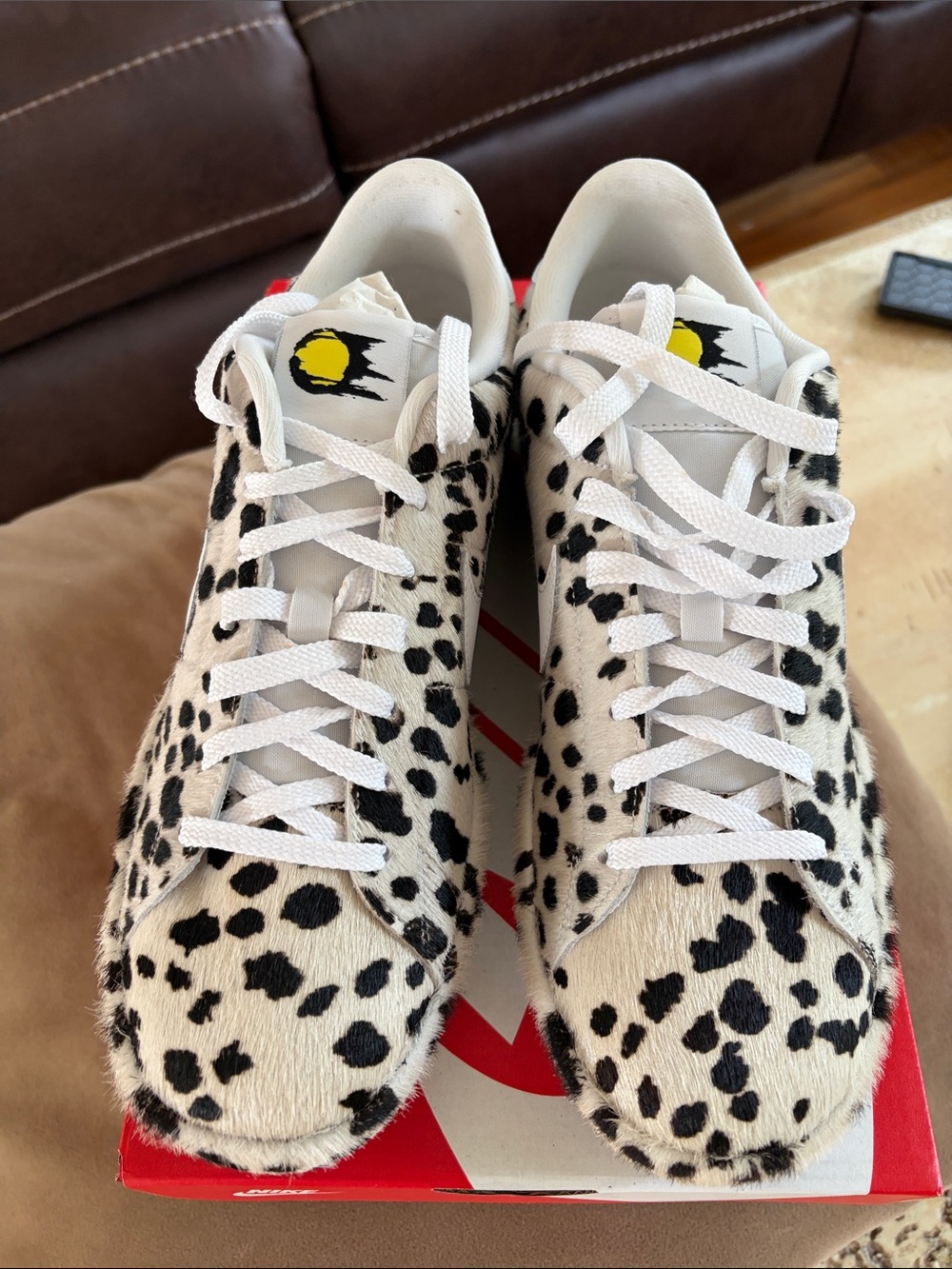 Nike Tennis Classic CS  White and Black Dalmatian Spot Lace-Up Athletic Sneakers